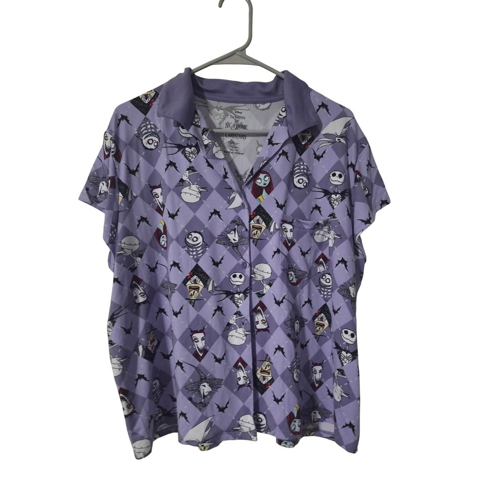 Disney Nightmare Before Christmas Pajama Set Womens L Short Sleeve - Picture 2 of 7